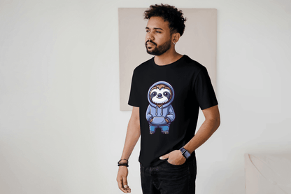 Cute Sloth Hoodie: Relaxed Animal Graphic Tee - Essentia Attire
