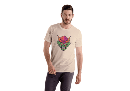 Vibrant Oni Mask: Japanese Demon Mask Tee - Essentia Attire