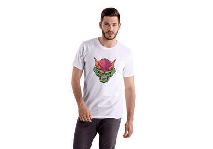 Vibrant Oni Mask: Japanese Demon Mask Tee - Essentia Attire
