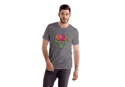 Vibrant Oni Mask: Japanese Demon Mask Tee - Essentia Attire