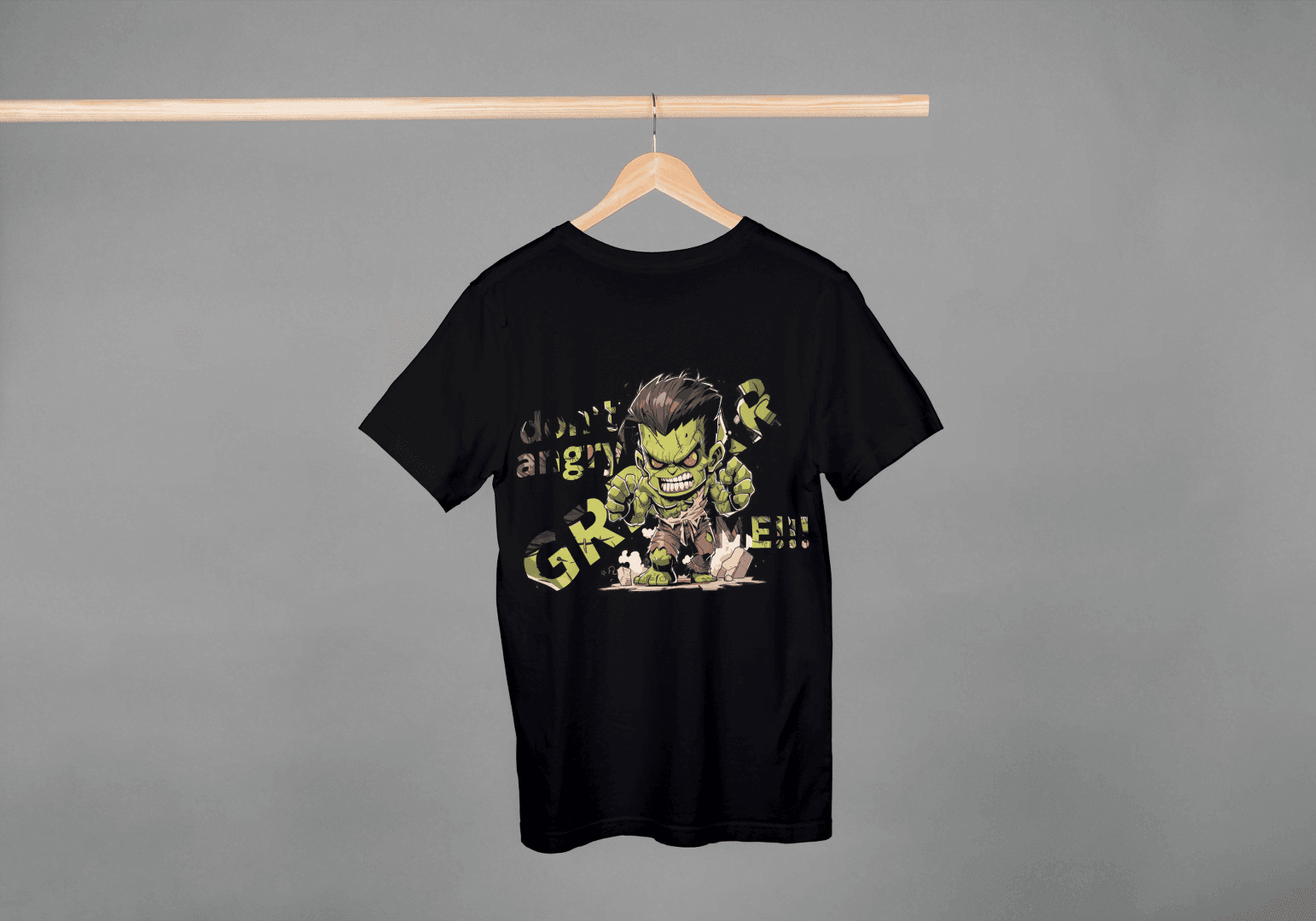 Chibi Green Strongman GRRR: Superhero Fan Tee - Essentia Attire