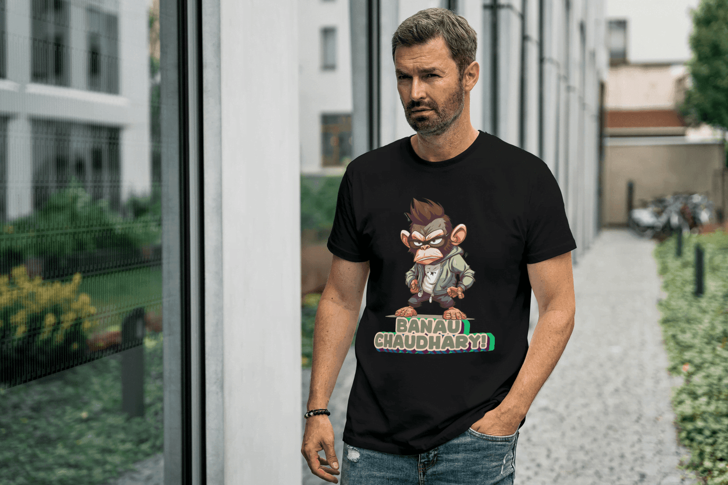 Banau Chaudhary: Cool Monkey Graphic Tee - Essentia Attire