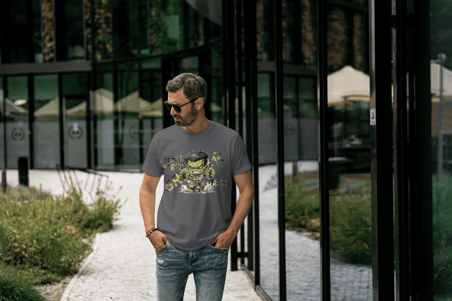Chibi Green Strongman GRRR: Superhero Fan Tee - Essentia Attire