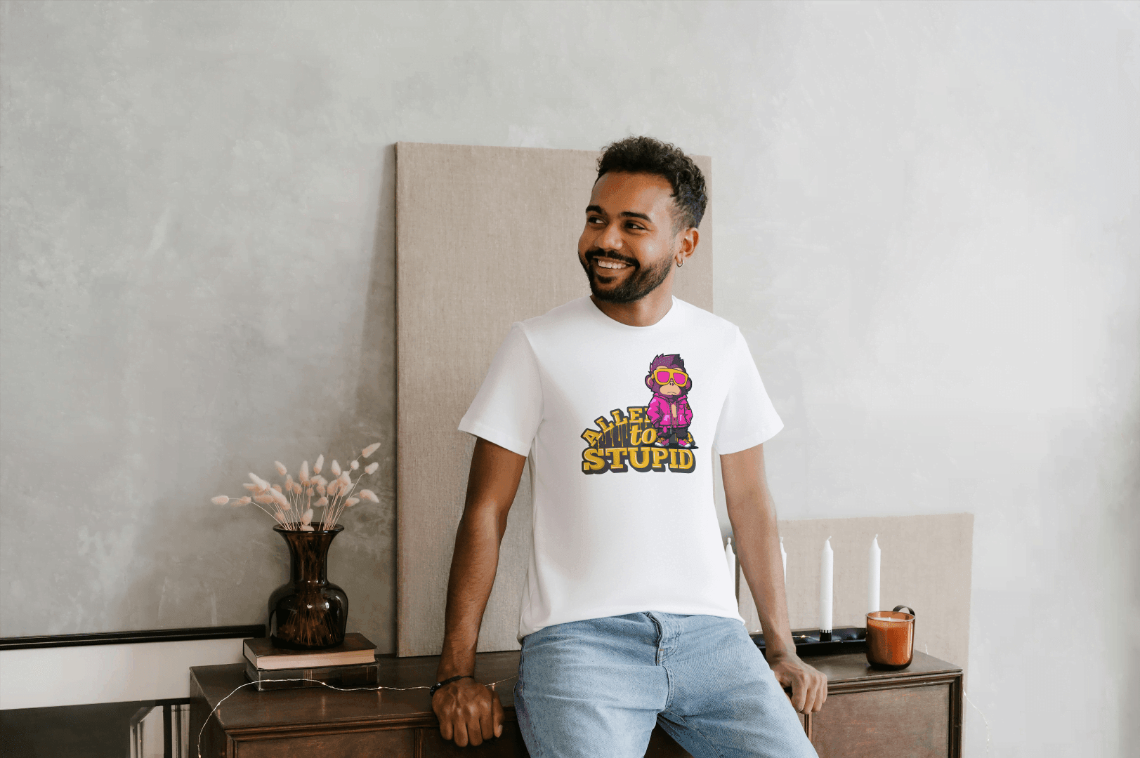 Allen To Stupid: Funny Monkey Graphic Tee - Essentia Attire
