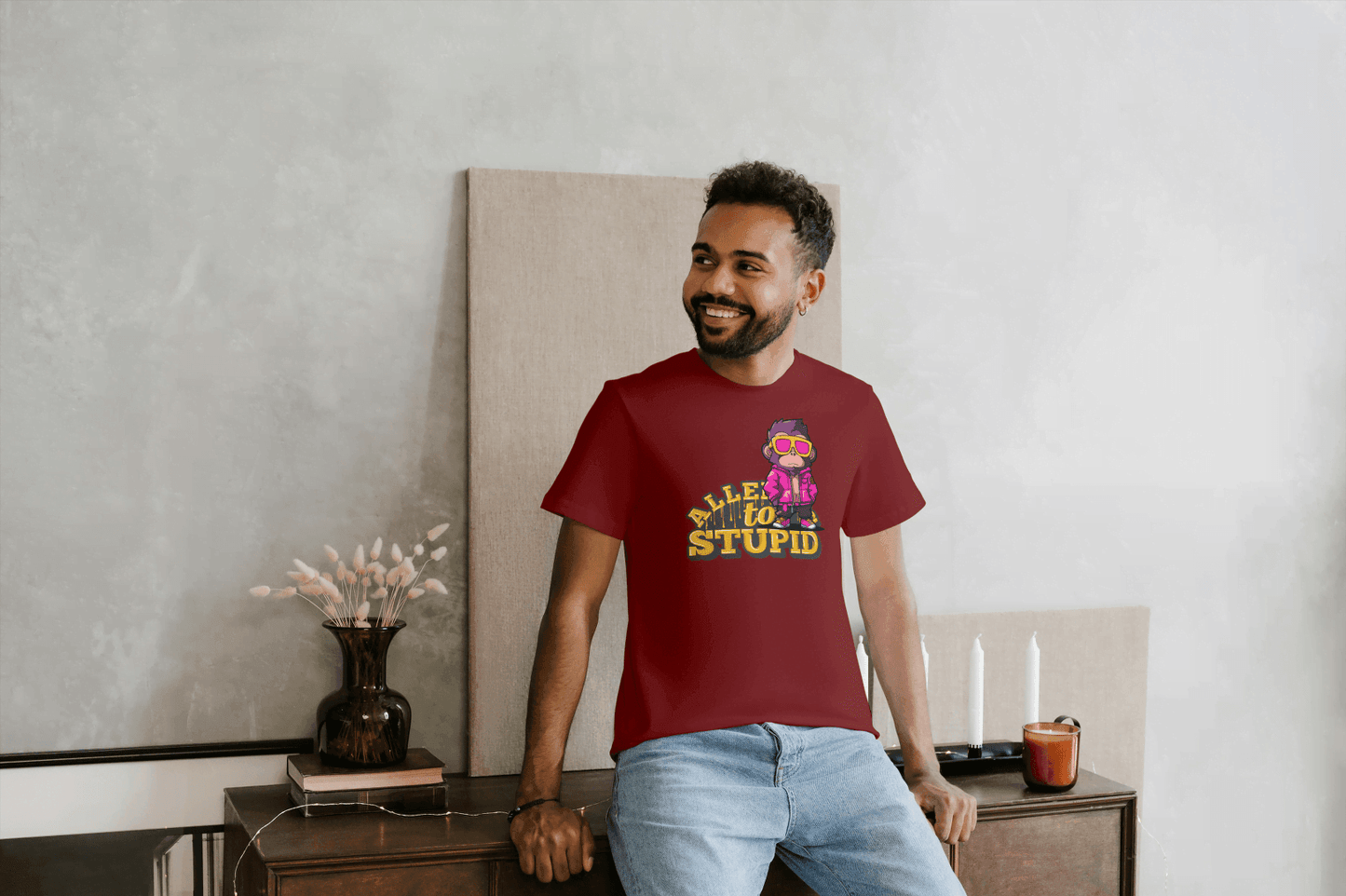 Allen To Stupid: Funny Monkey Graphic Tee - Essentia Attire