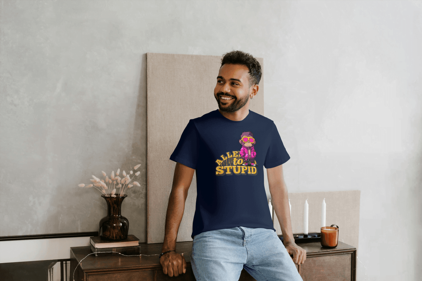 Allen To Stupid: Funny Monkey Graphic Tee - Essentia Attire