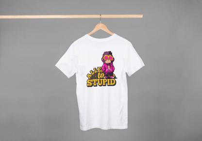 Allen To Stupid: Funny Monkey Graphic Tee - Essentia Attire