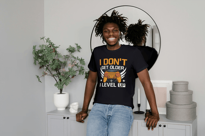 "I Level Up" Gamer: Funny Gaming Tee - Essentia Attire