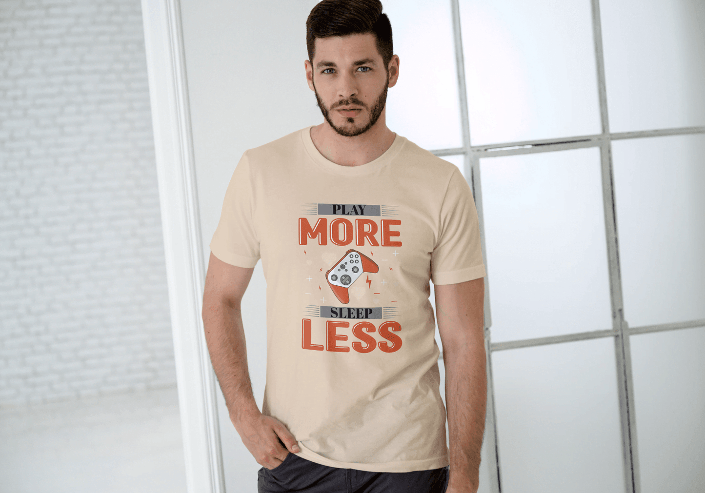Play More Sleep Less Gaming: Retro Pixel Gamer Tee - Essentia Attire
