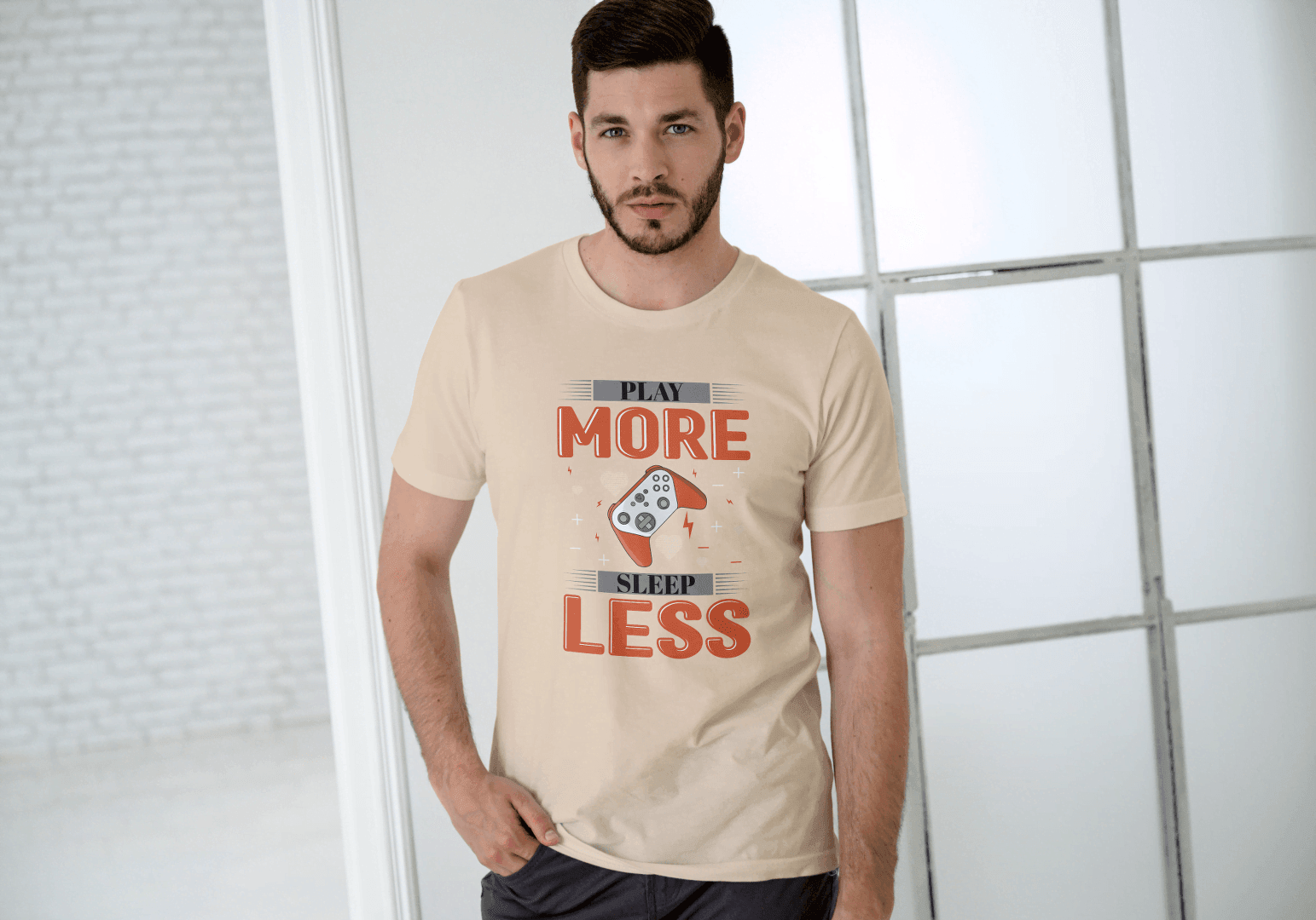 Play More Sleep Less Gaming: Retro Pixel Gamer Tee - Essentia Attire