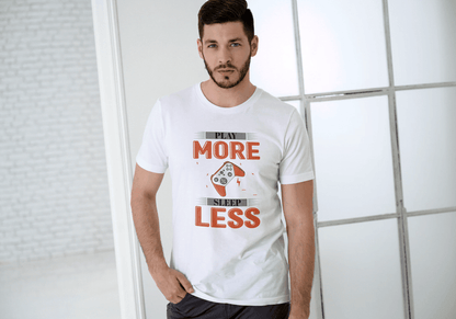 Play More Sleep Less Gaming: Retro Pixel Gamer Tee - Essentia Attire