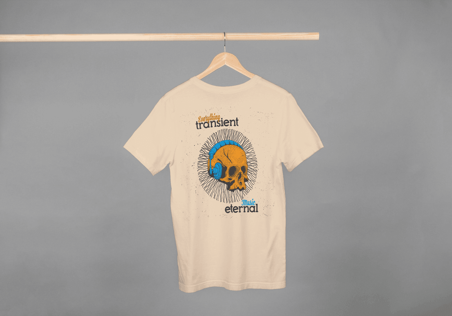 Transient Eternal Skull & Headphones: Philosophical Music Tee - Essentia Attire