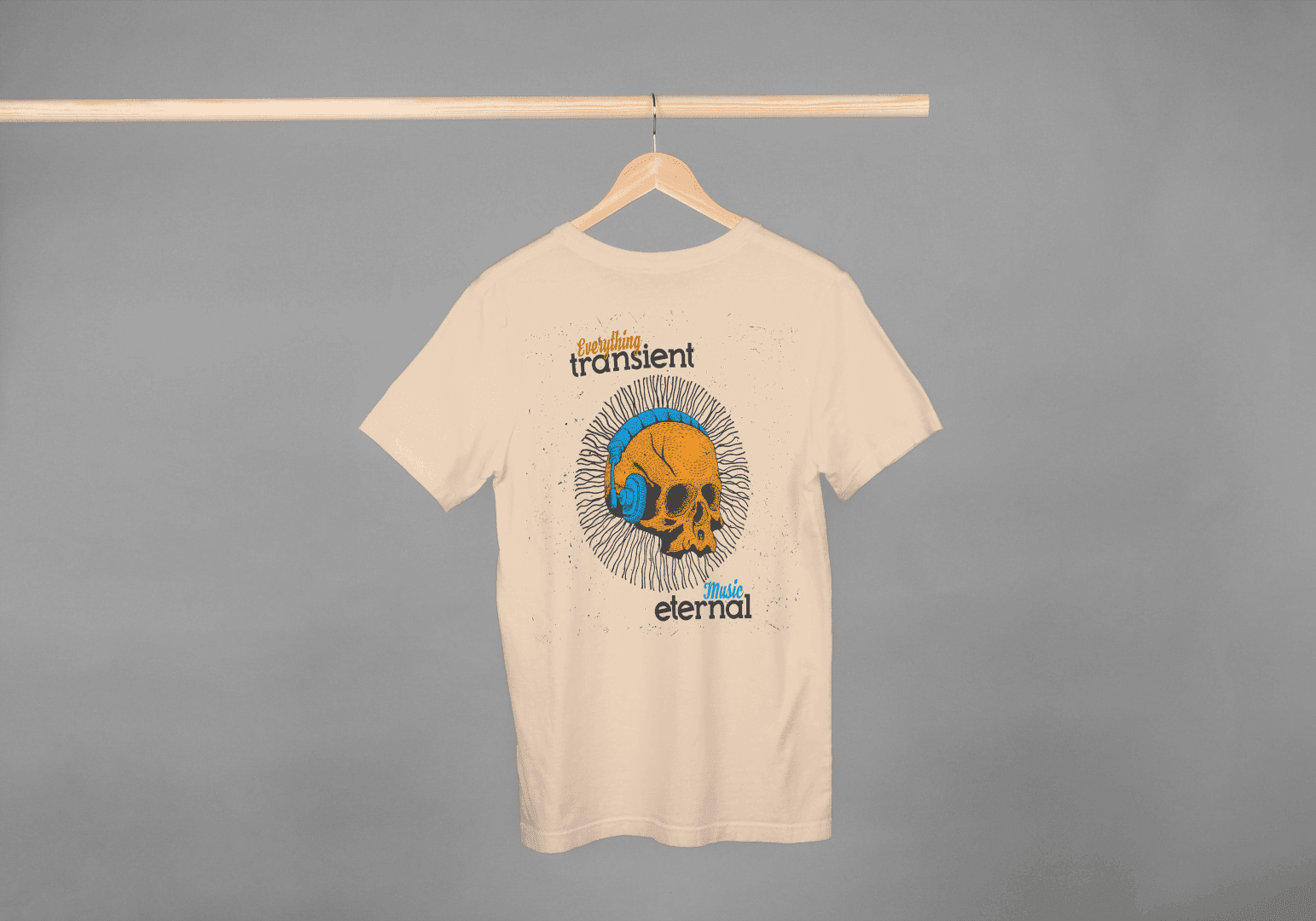 Transient Eternal Skull & Headphones: Philosophical Music Tee - Essentia Attire
