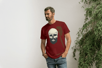 Bearded Skull Graphic: Edgy Biker Style Tee - Essentia Attire