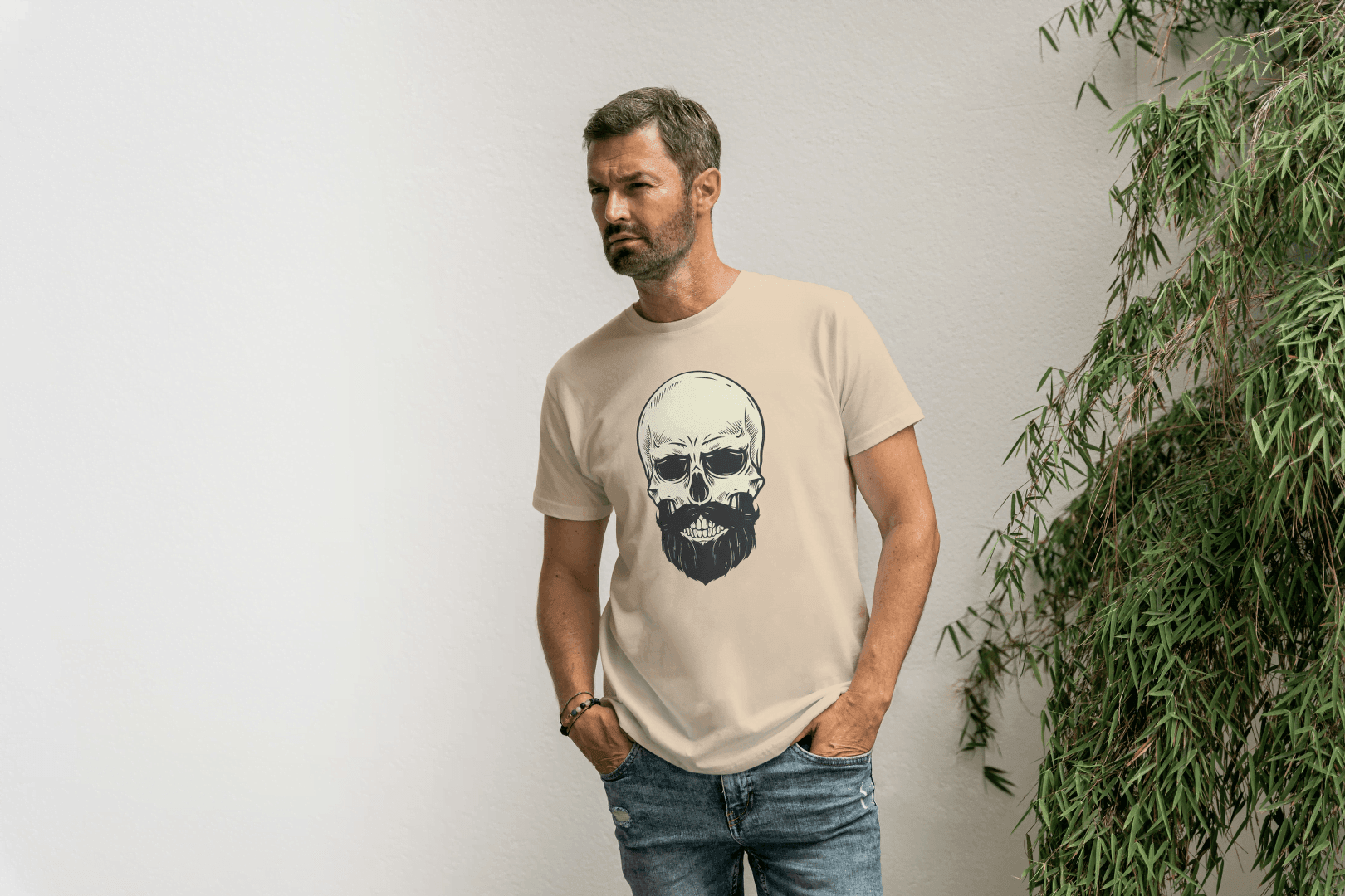 Bearded Skull Graphic: Edgy Biker Style Tee - Essentia Attire