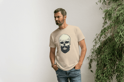 Bearded Skull Graphic: Edgy Biker Style Tee - Essentia Attire