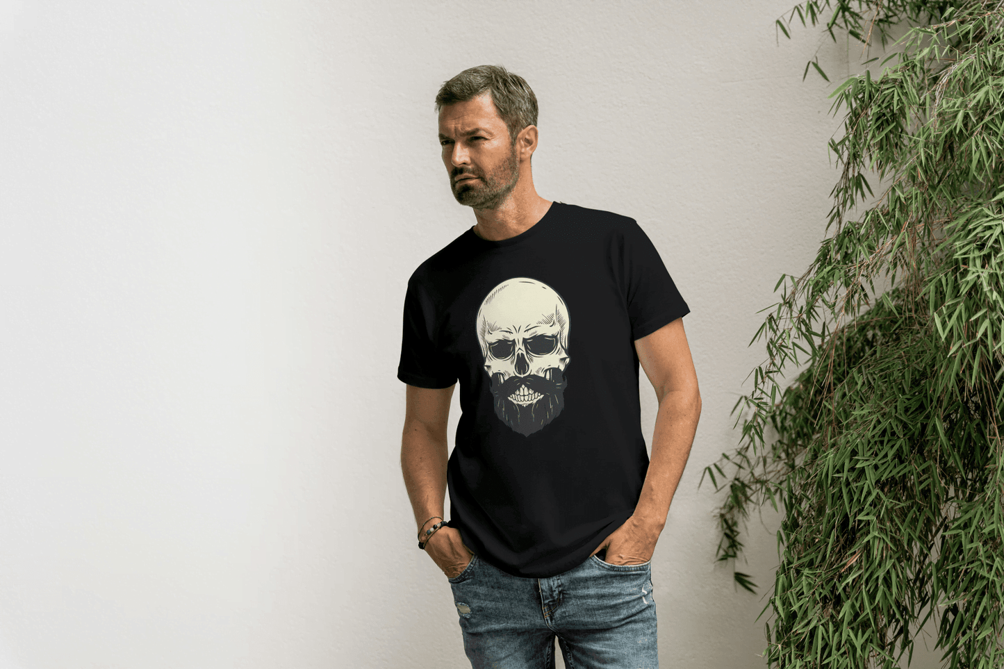 Bearded Skull Graphic: Edgy Biker Style Tee - Essentia Attire