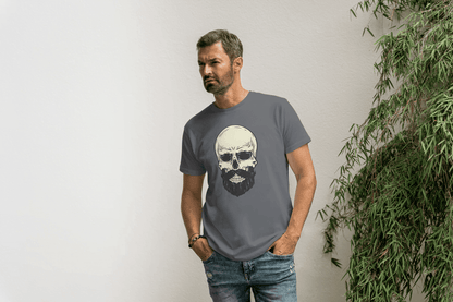 Bearded Skull Graphic: Edgy Biker Style Tee - Essentia Attire