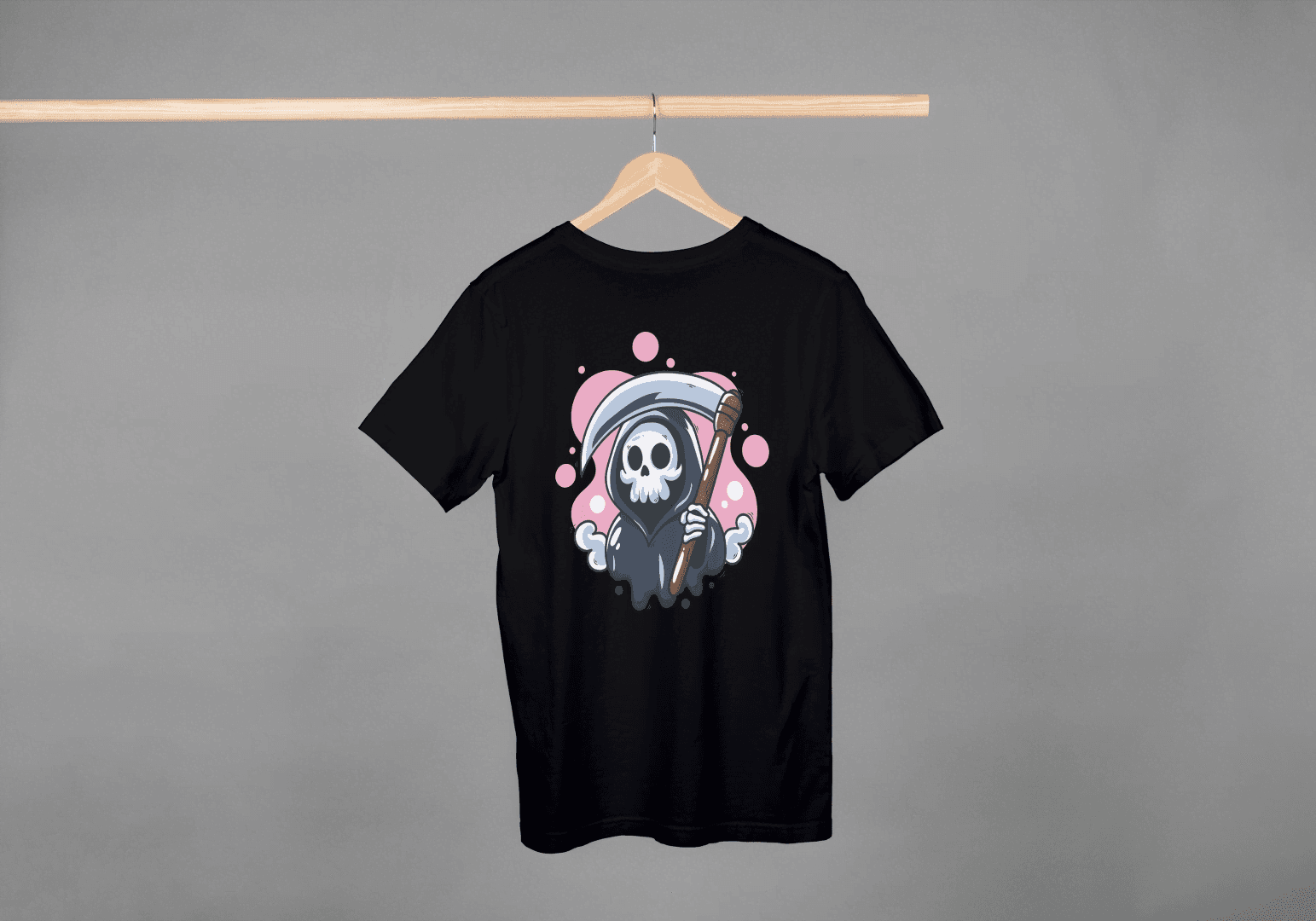Cute Grim Reaper Skull: Kawaii Scythe Ghost Tee - Essentia Attire