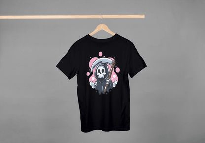 Cute Grim Reaper Skull: Kawaii Scythe Ghost Tee - Essentia Attire