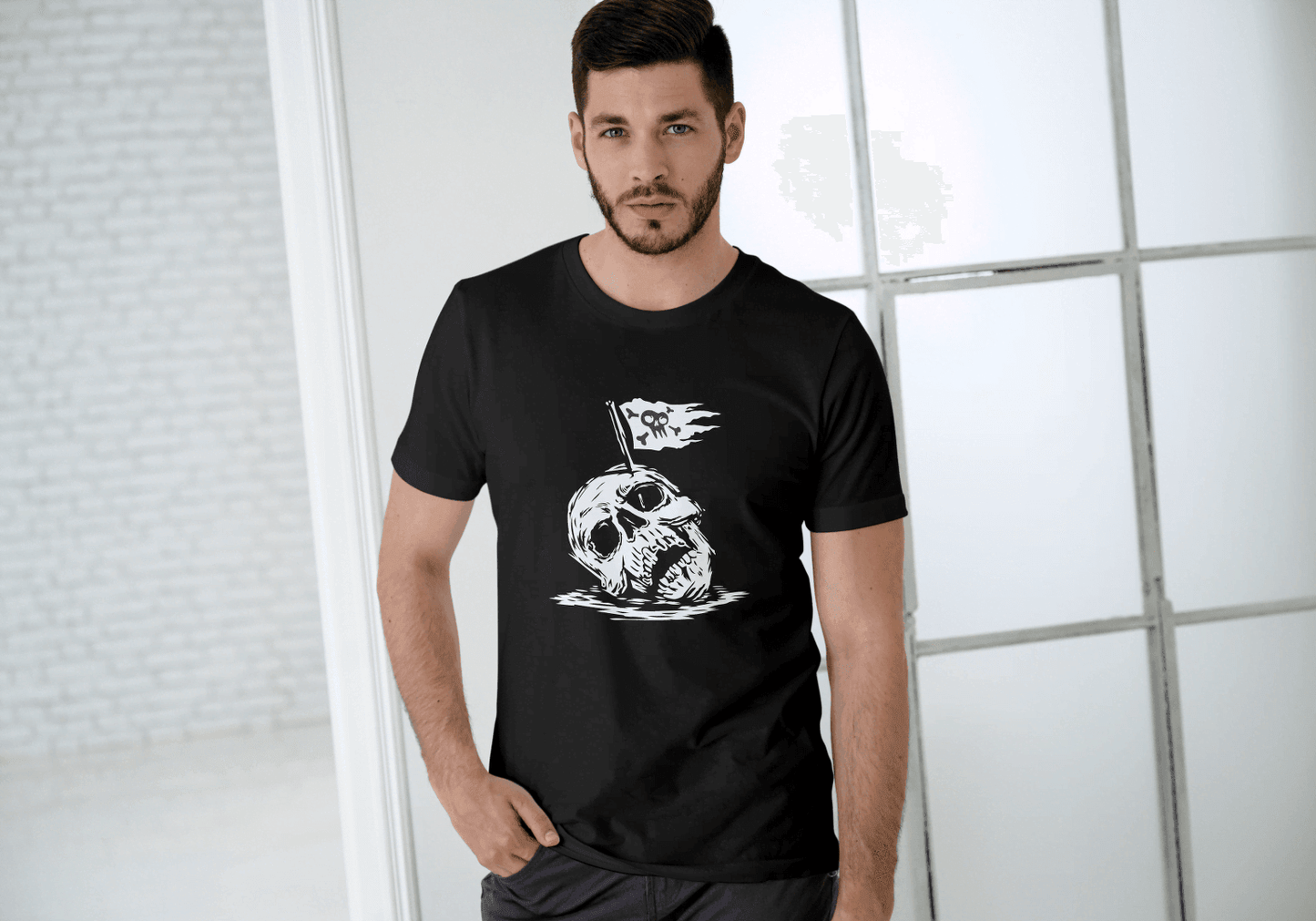 Pirate Skull Flag: Edgy Reaper Graphic Tee - Essentia Attire