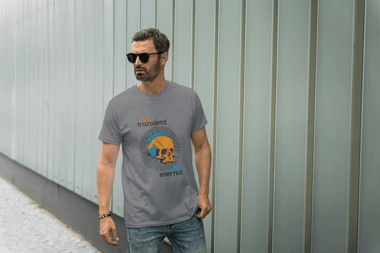 Transient Eternal Skull & Headphones: Philosophical Music Tee - Essentia Attire