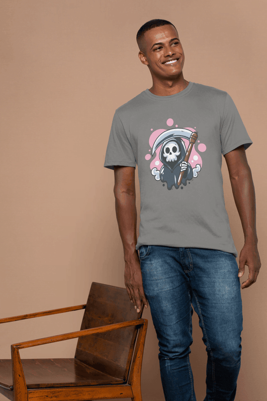 Cute Grim Reaper Skull: Kawaii Scythe Ghost Tee - Essentia Attire