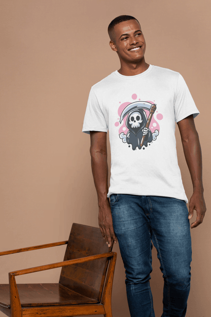 Cute Grim Reaper Skull: Kawaii Scythe Ghost Tee - Essentia Attire