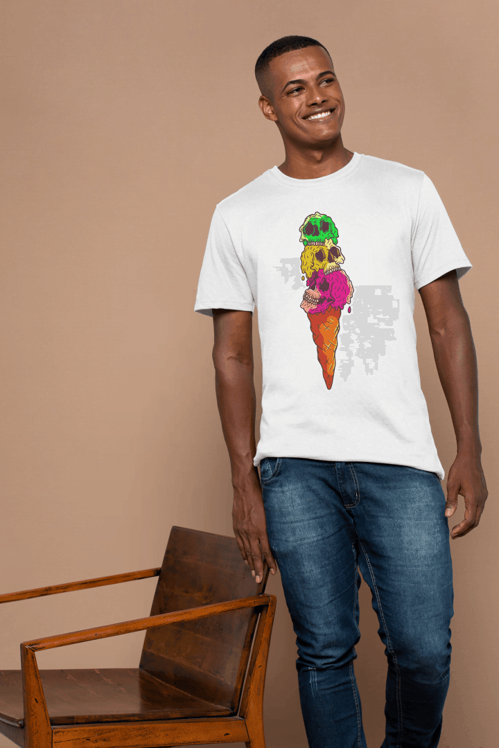 Skull Ice Cream Cone: Goth Pastel Dessert Tee - Essentia Attire