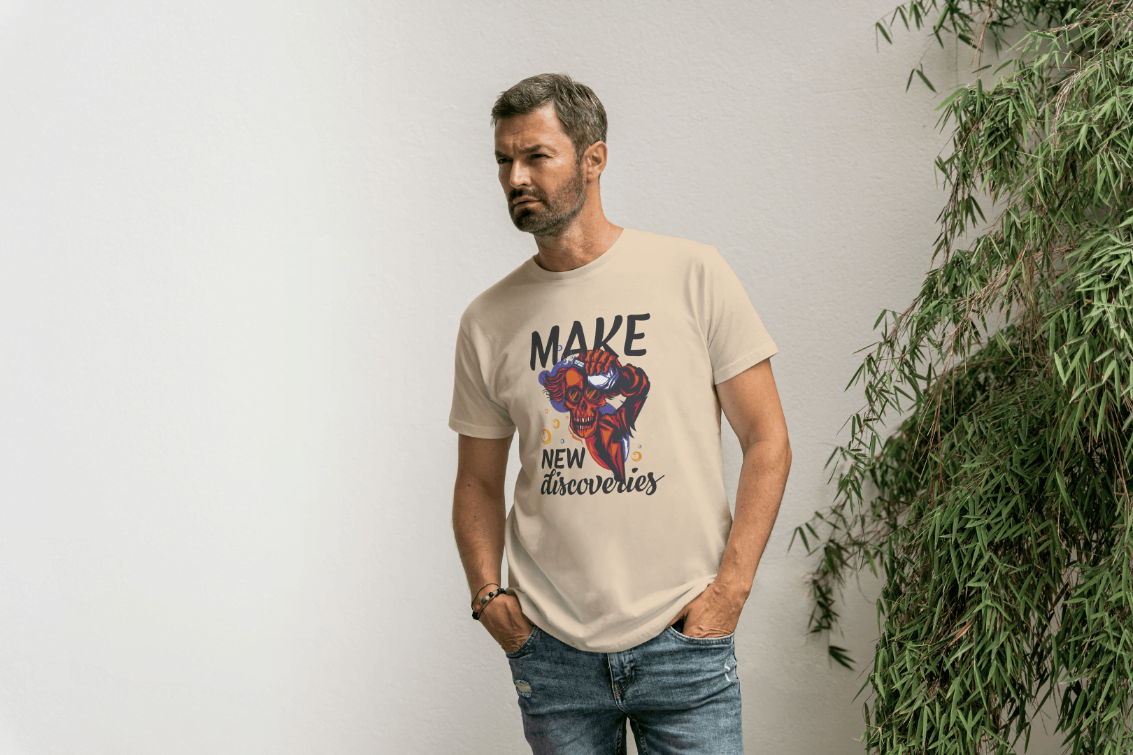 "Make New Discoveries" Skull: Quirky Science & Exploration Tee - Essentia Attire