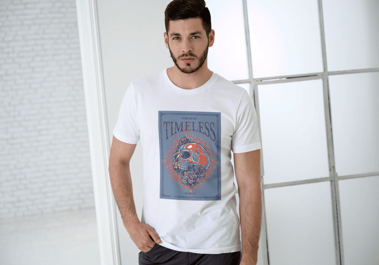 Timeless Skull Floral: Gothic Art Graphic Tee - Essentia Attire