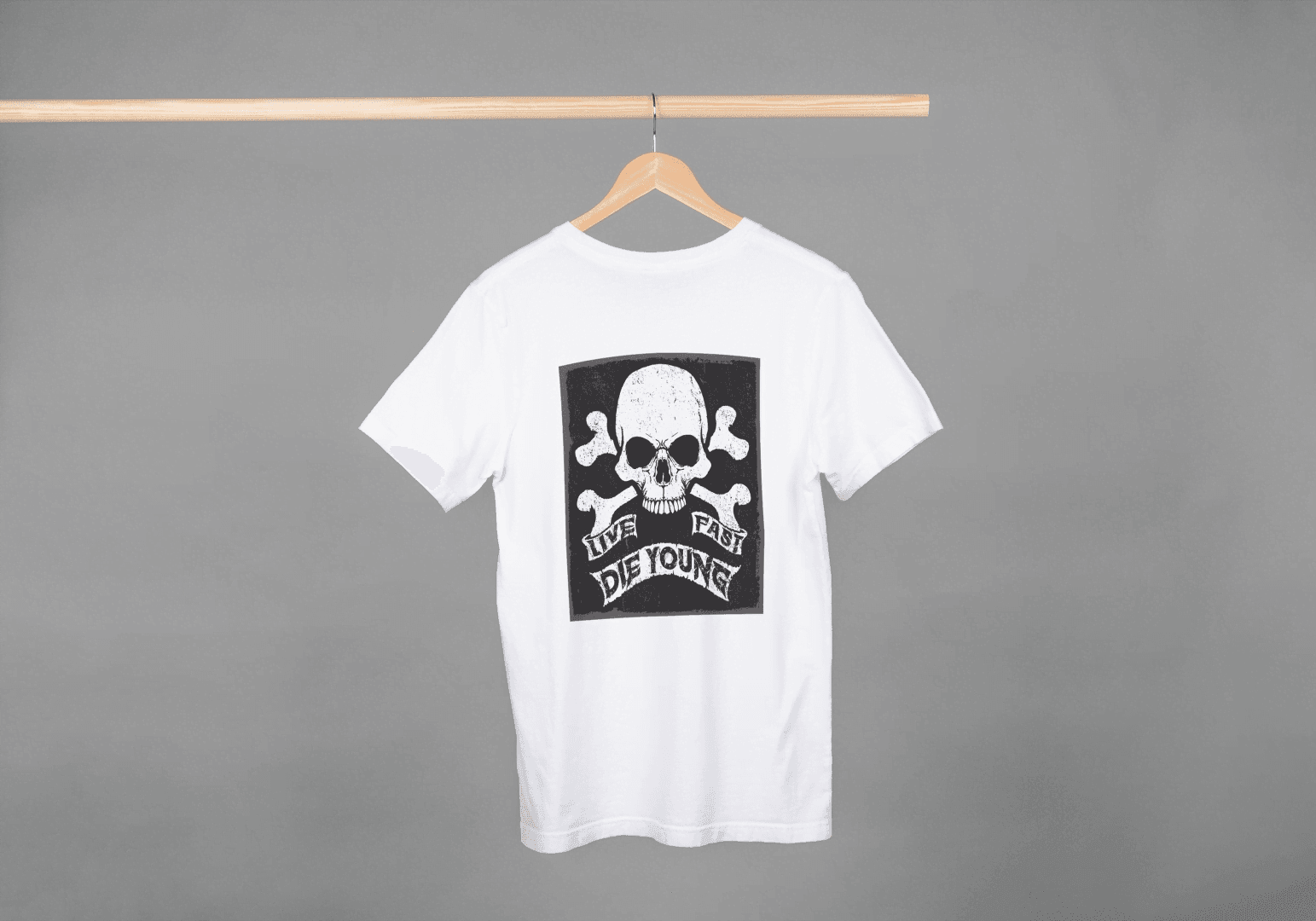Live Fast Die Young Skull & Crossbones: Rebel Motto Tee - Essentia Attire