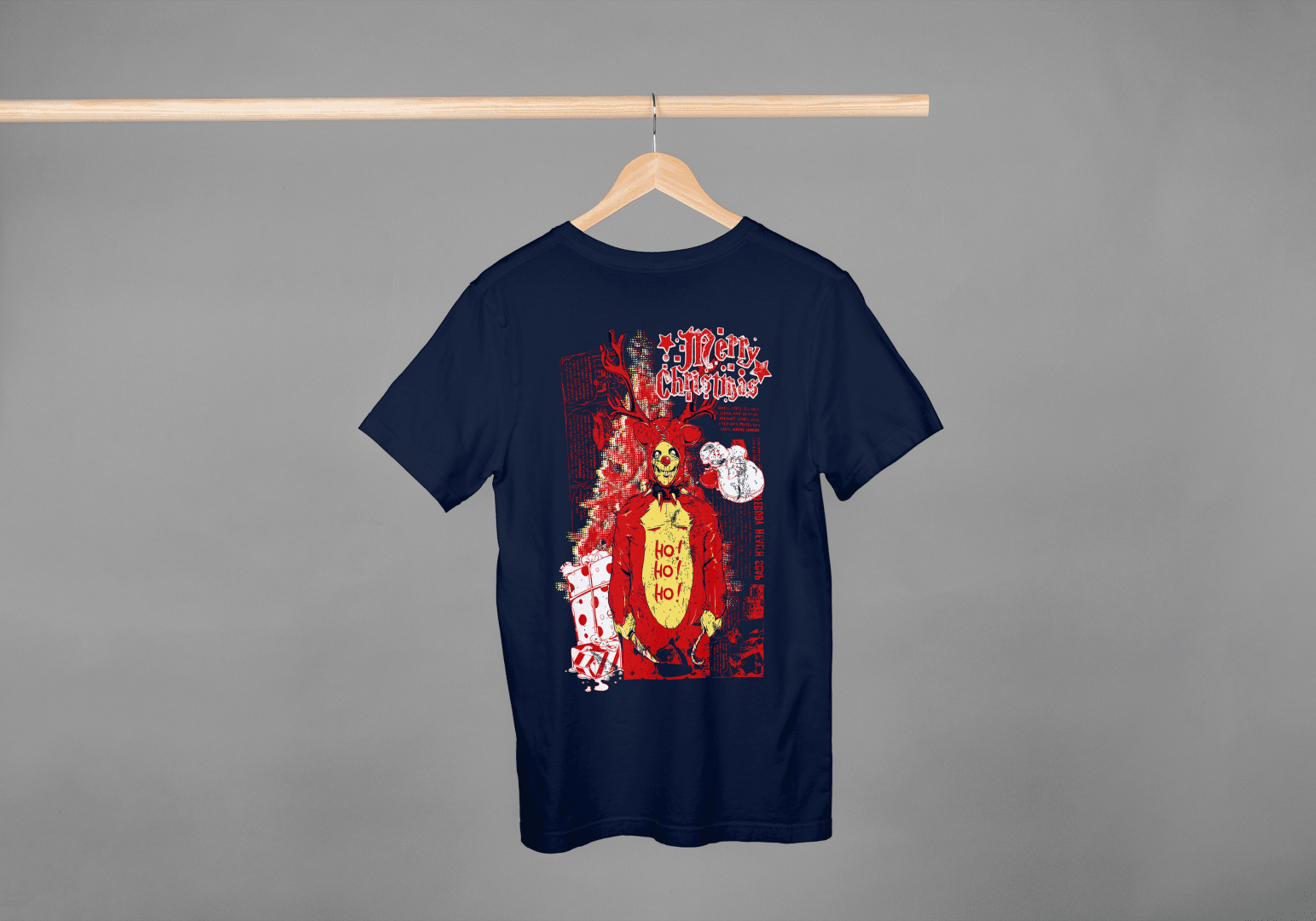 Grim Reindeer "Merry Christmas" Skull: Edgy Holiday Tee - Essentia Attire