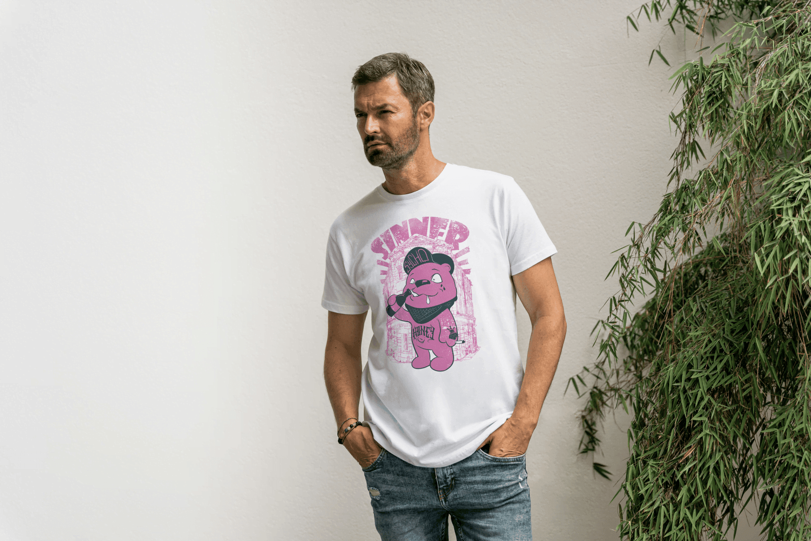 Sinner Forever Pink Bear: Cute Edgy Streetwear Tee - Essentia Attire