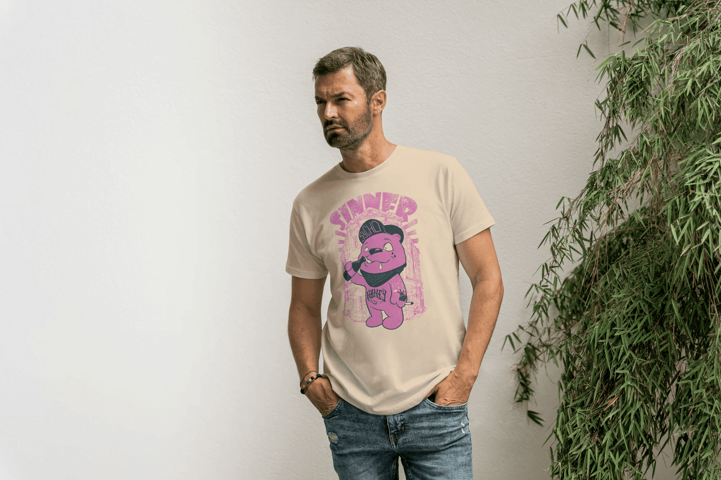 Sinner Forever Pink Bear: Cute Edgy Streetwear Tee - Essentia Attire