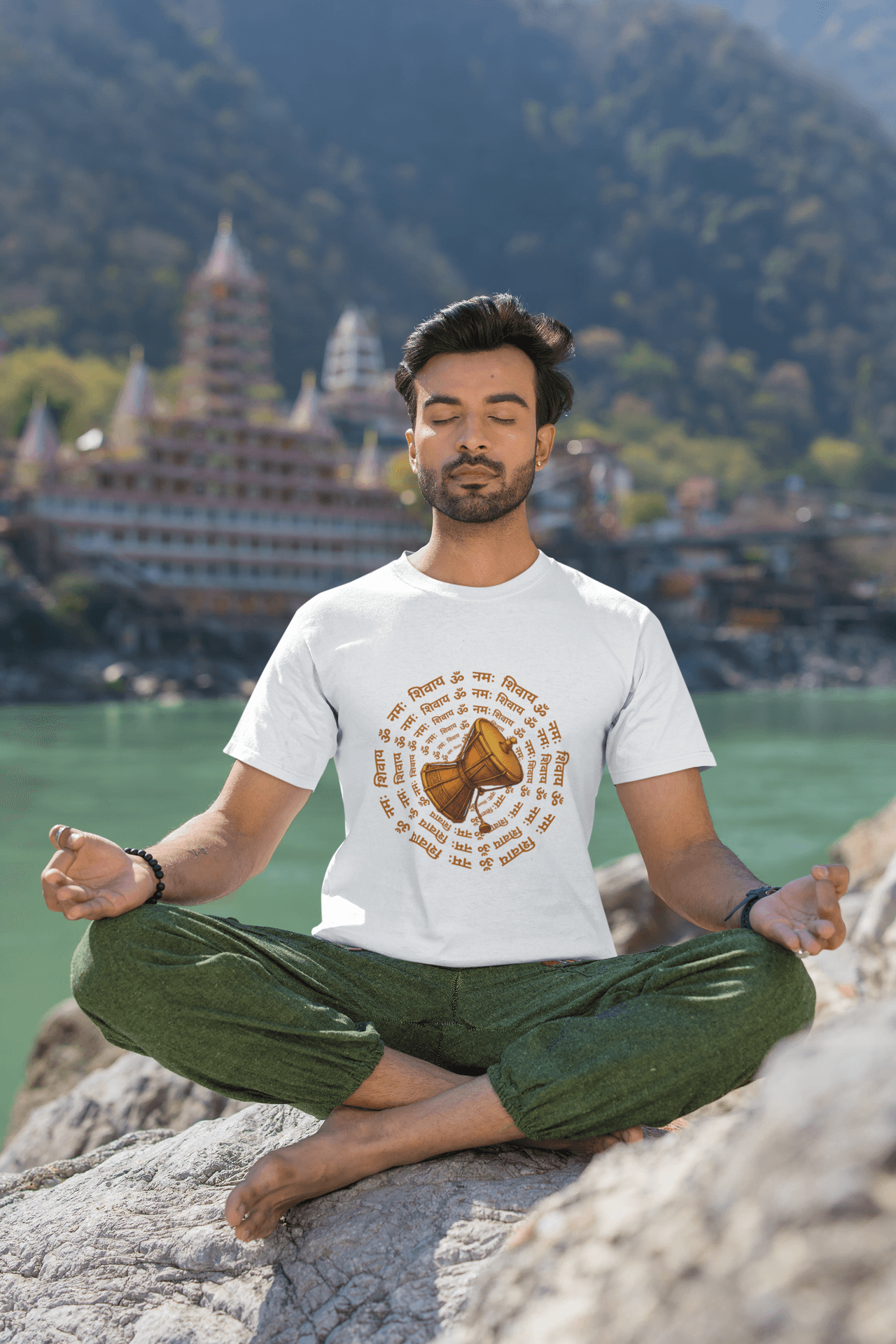 Sacred Damru Music Instrument Regular Tee | Hindu Devotional Wear & Religious Gift