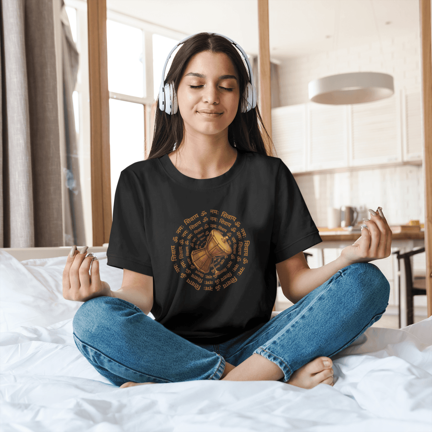 Sacred Damru Music Instrument Regular Tee | Hindu Devotional Wear & Religious Gift