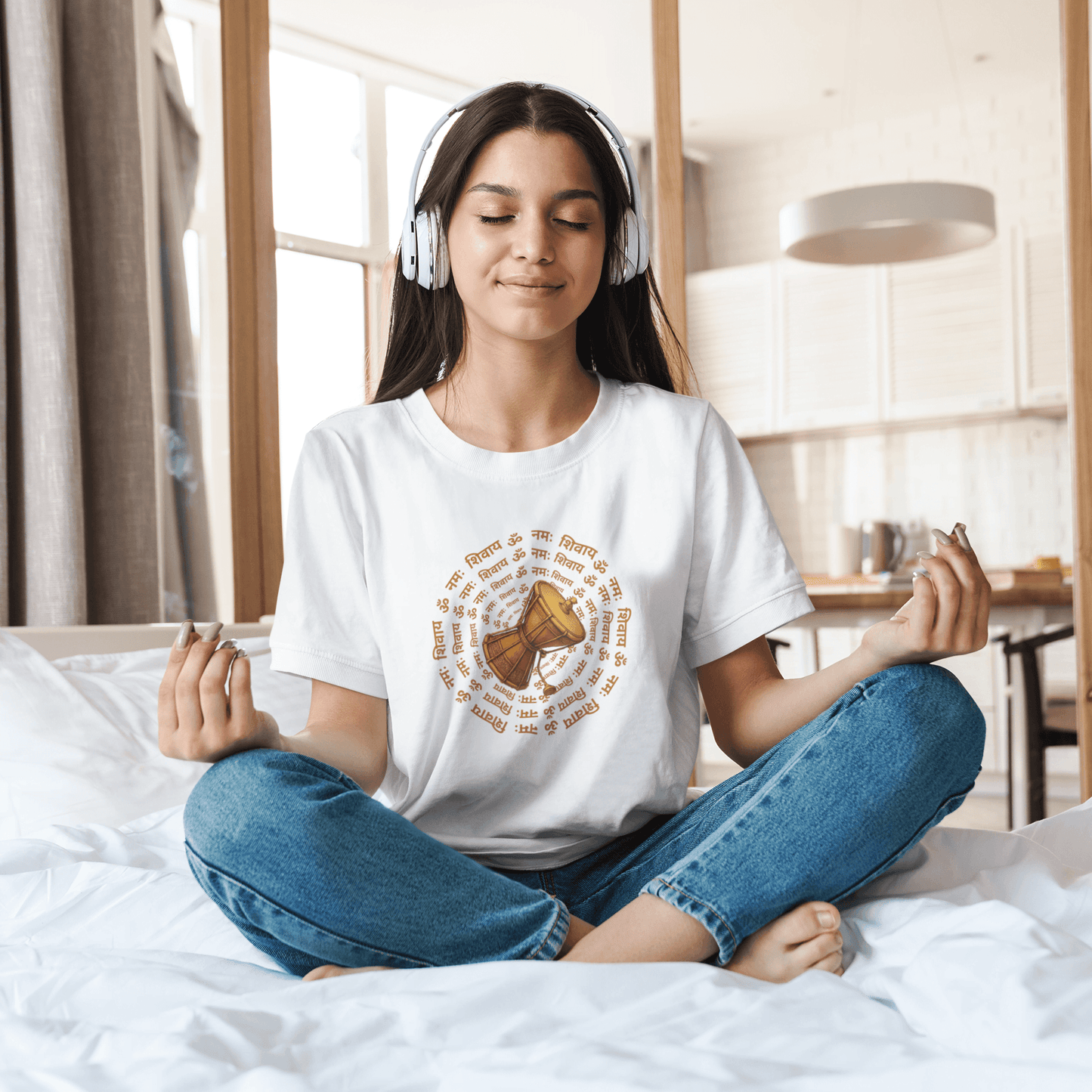 Sacred Damru Music Instrument Regular Tee | Hindu Devotional Wear & Religious Gift