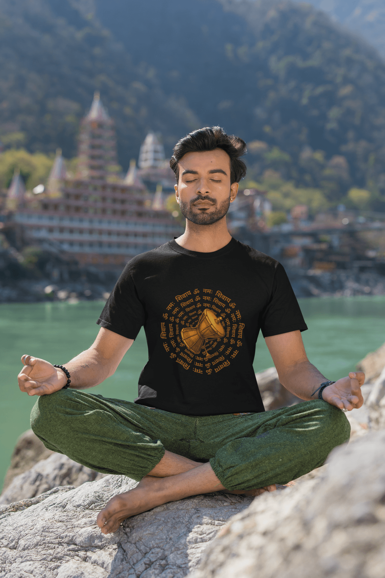Sacred Damru Music Instrument Regular Tee | Hindu Devotional Wear & Religious Gift