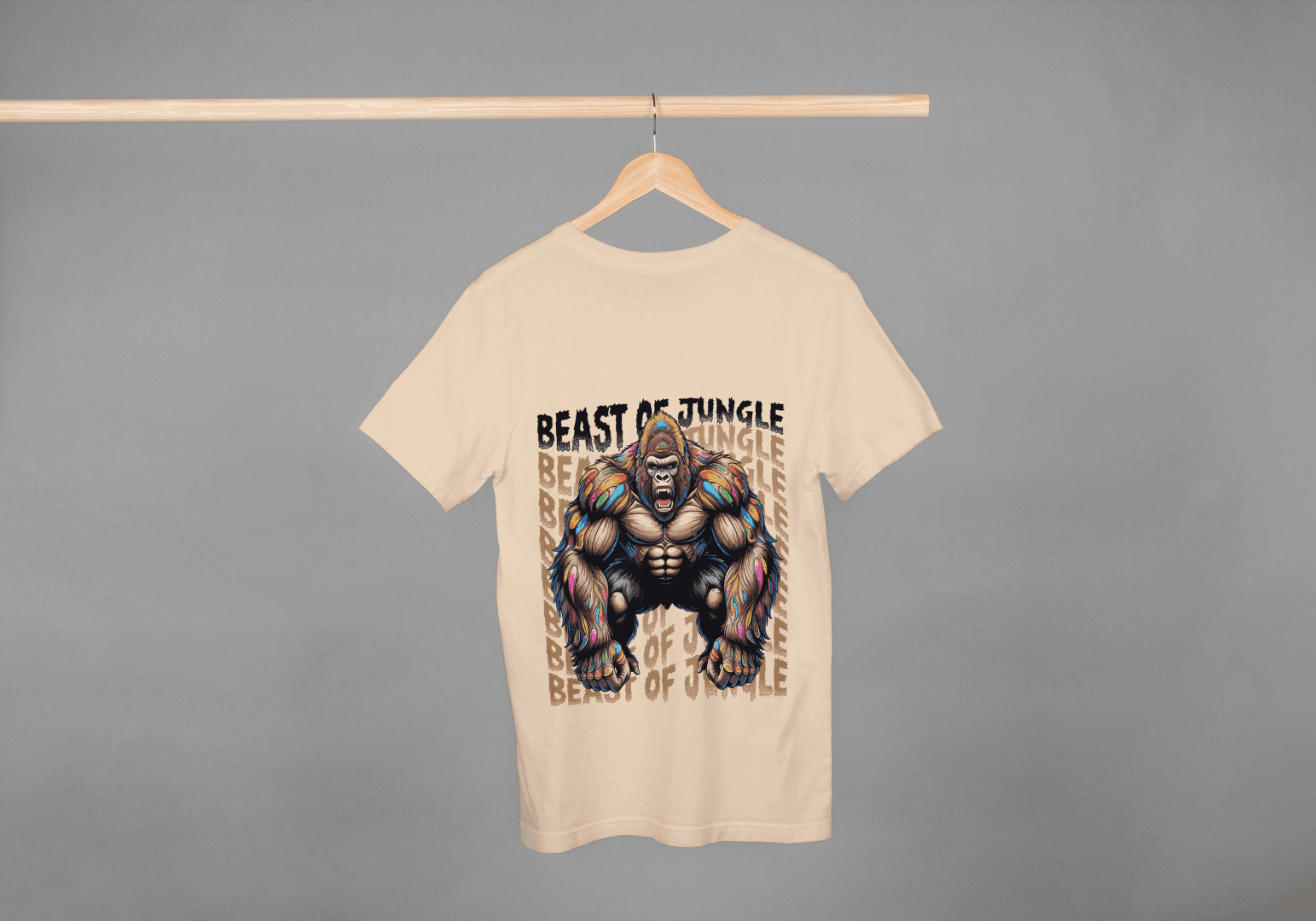 Beast of Jungle Rainbow: Gorilla Strength Graphic Tee - Essentia Attire