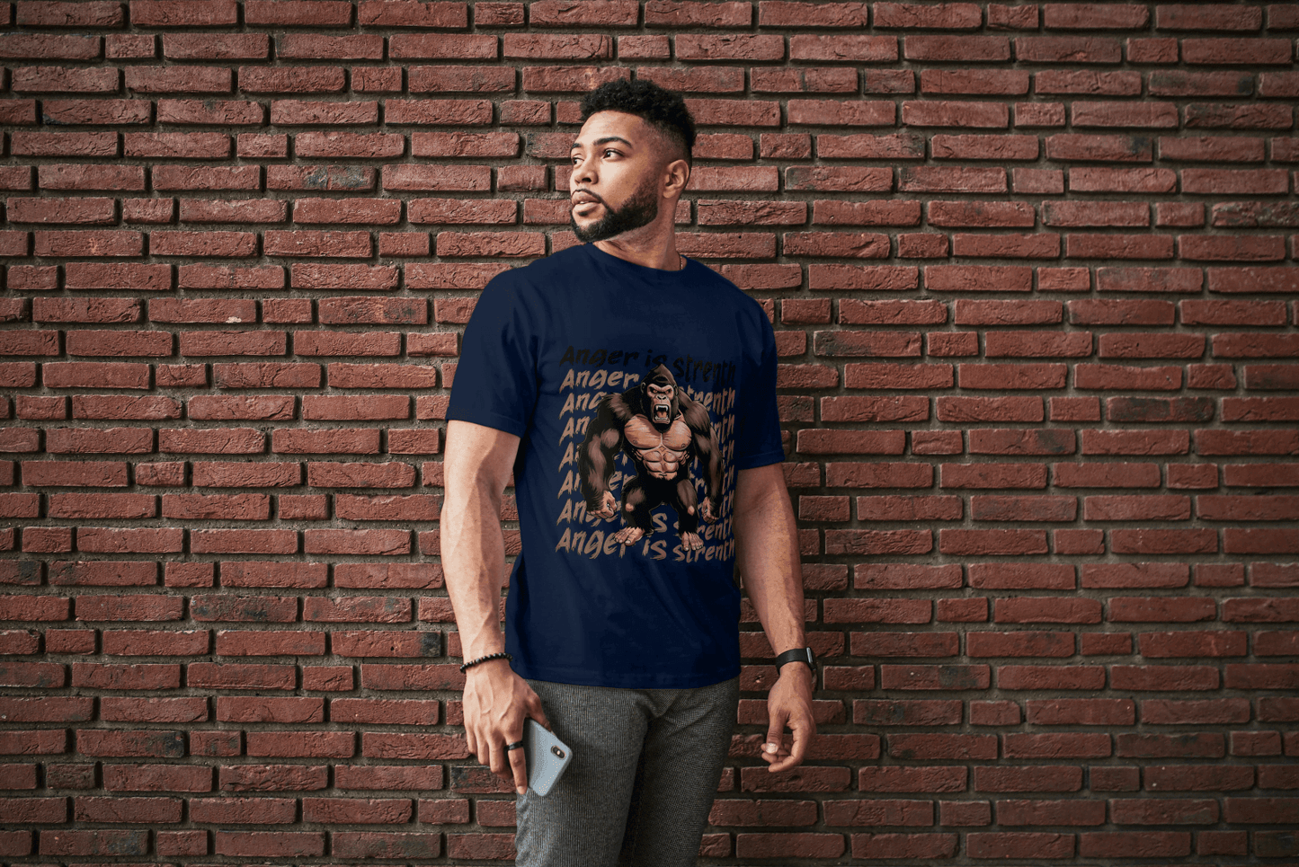 Anger is Strength Gorilla: Powerful Ape Fitness Tee - Essentia Attire