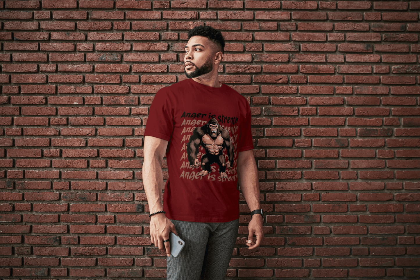 Anger is Strength Gorilla: Powerful Ape Fitness Tee - Essentia Attire