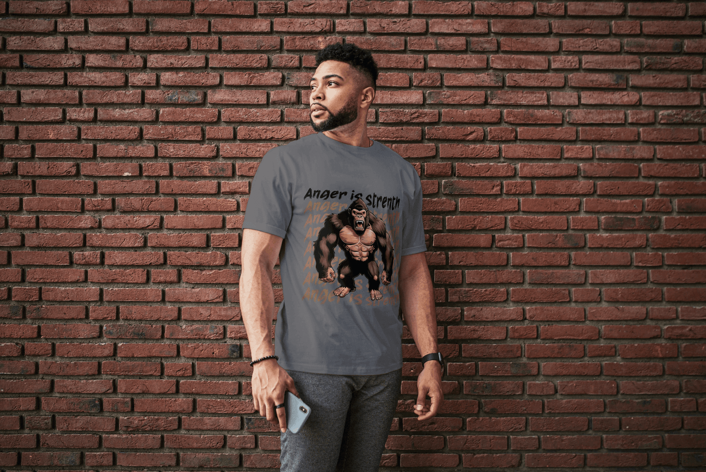 Anger is Strength Gorilla: Powerful Ape Fitness Tee - Essentia Attire