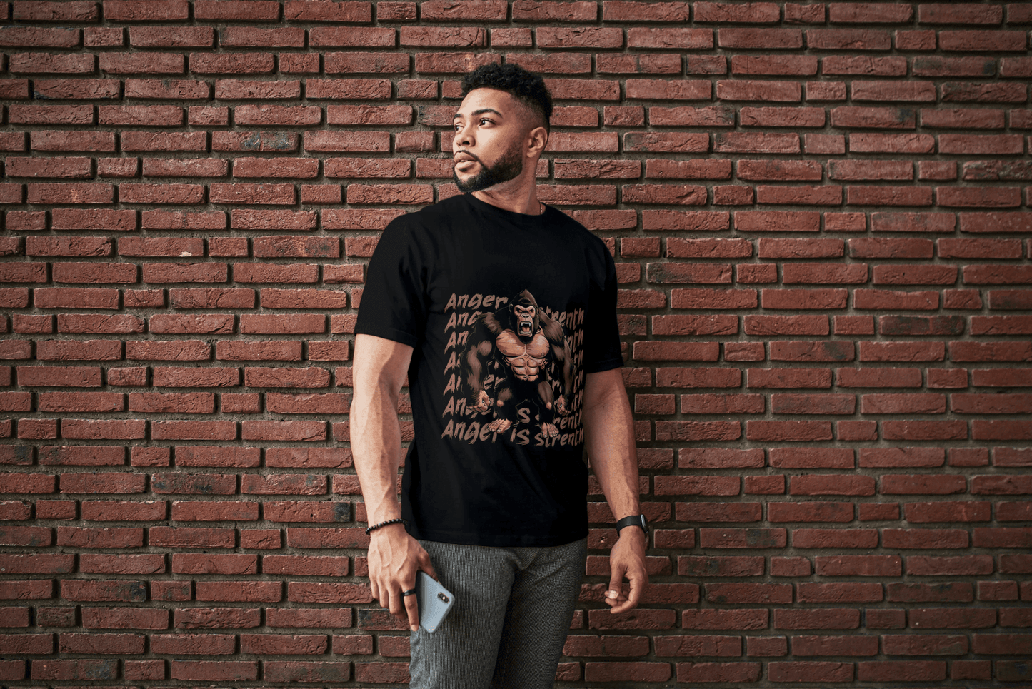 Anger is Strength Gorilla: Powerful Ape Fitness Tee - Essentia Attire