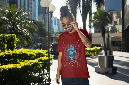 Geometric Tiger Head Graphic T-Shirt - Abstract Animal Design Tee - Essentia Attire