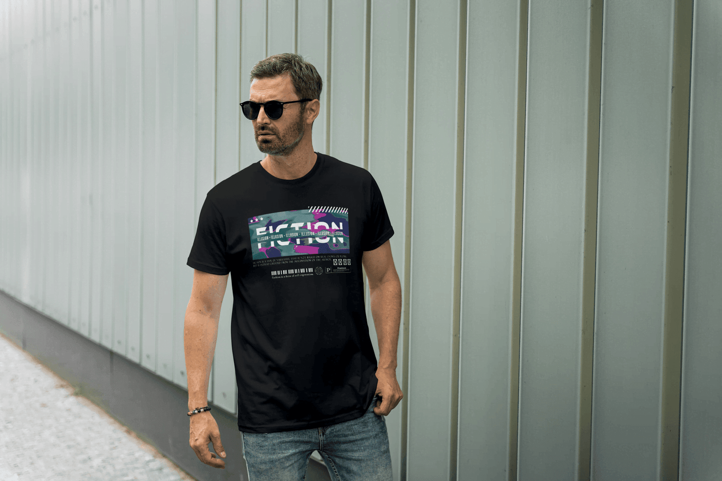 Fiction Reality Glitch Art: Philosophical Streetwear Tee - Essentia Attire
