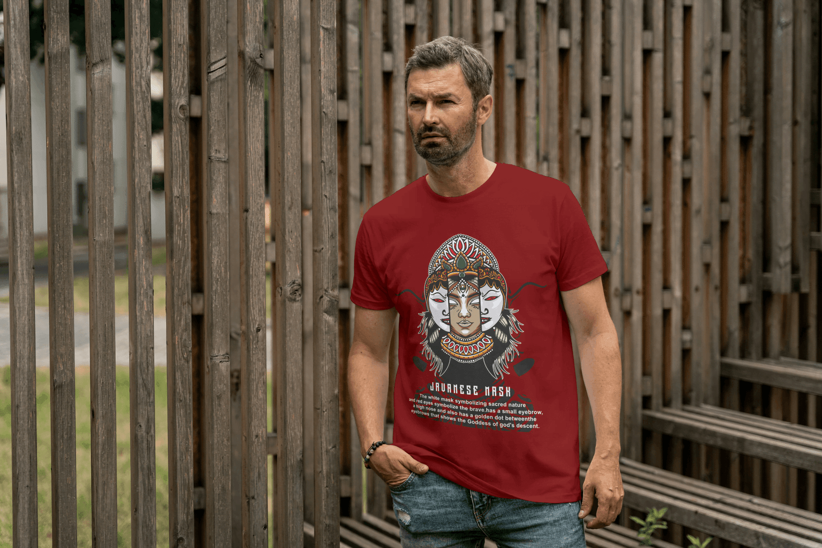 Mythical Javanese Goddess Mask: Cultural Art Apparel - Essentia Attire