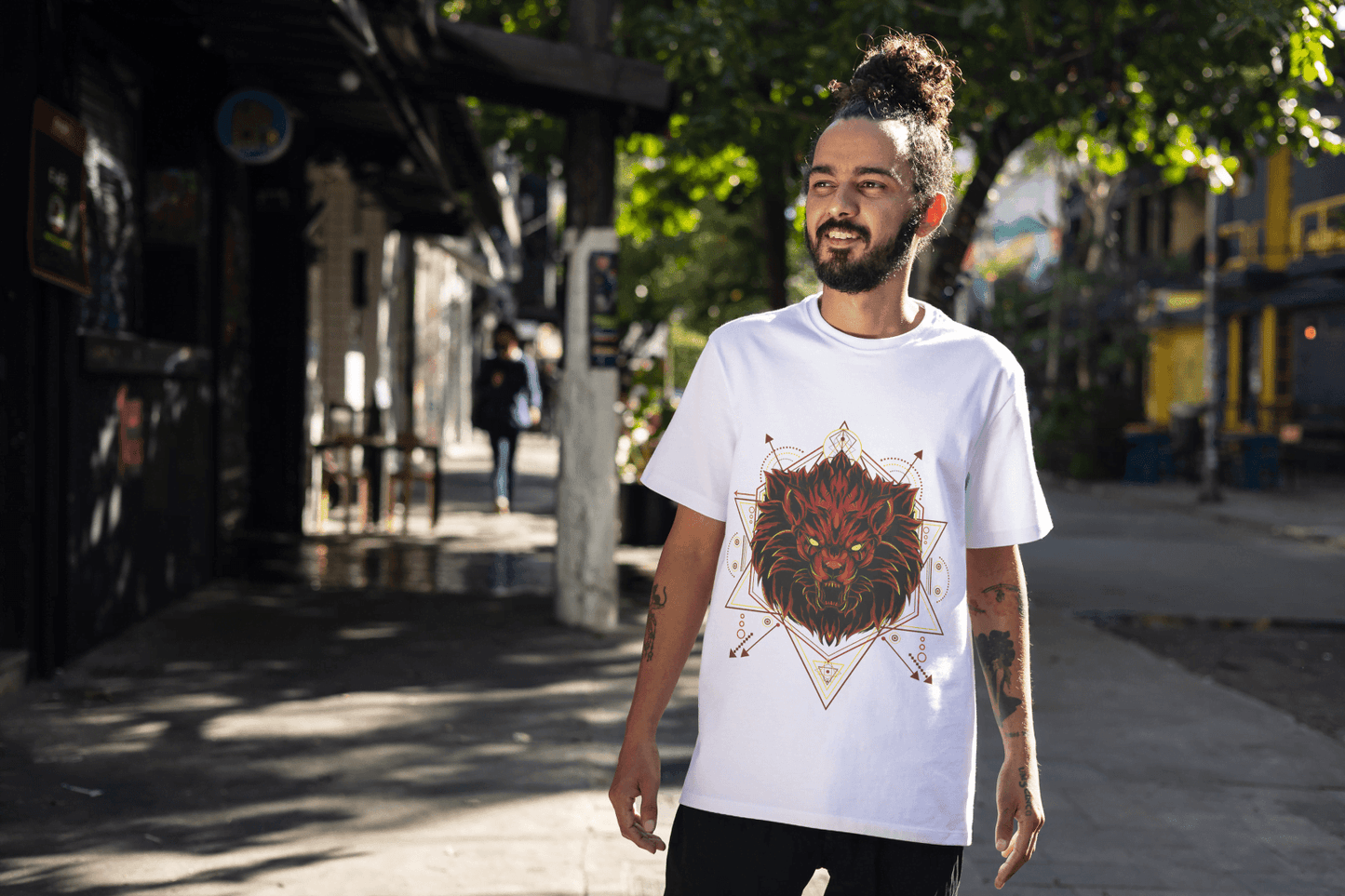 Geometric Lion Beast: Sacred Geometry Animal Graphic Tee - Essentia Attire