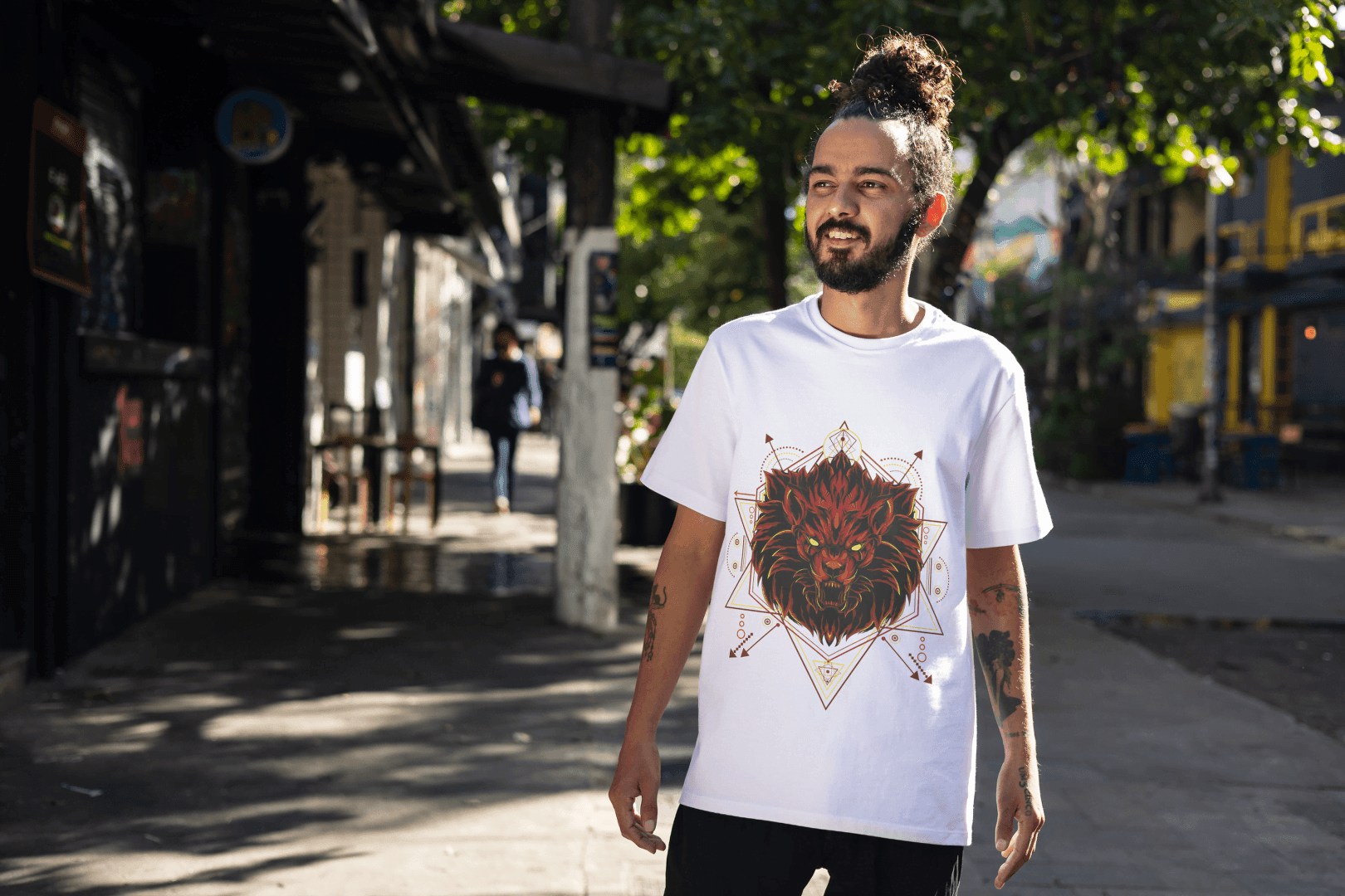 Geometric Lion Beast: Sacred Geometry Animal Graphic Tee - Essentia Attire