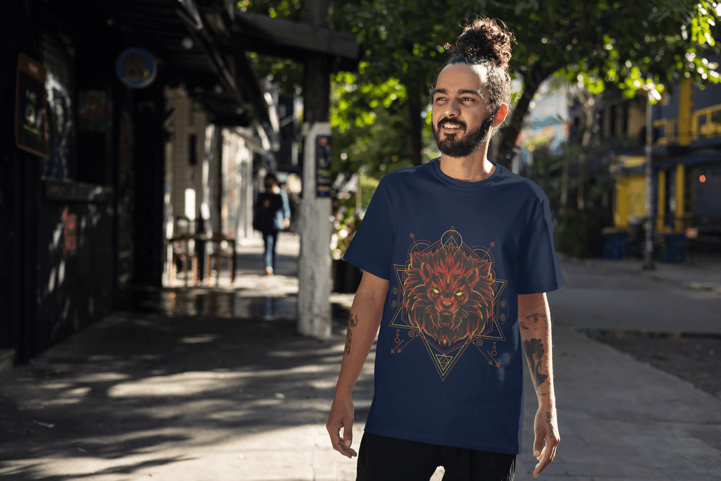 Geometric Lion Beast: Sacred Geometry Animal Graphic Tee - Essentia Attire